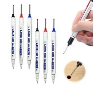 5PCS Long Head Deep Hole Marker Pens, 20mm Deep Reach Long Nose Markers, 45mm Permanent Markers Carpenter Ink Marker Pens, Waterproof Construction Markers Marking Tool, Metal Marking Pen (Mix A 6PCS)