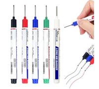 5PCS Long Head Deep Hole Marker Pens,20mm Long Nib Marker,Longs Nose Markers,Waterproof Construction Markers Marking Tool,Permanent Markers Carpenter Ink marker Pens,Metal marking Pens for Woodworking