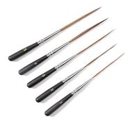 5PCS Long Liner Paint Brush Set,Ultra-Fine Tip Professional Pinstriping Brush Set for Watercolor,Gouache,Ink&Acrylic,Short Brush for Detailing Line Work, Paint by Numbers & Fine Art (Black)