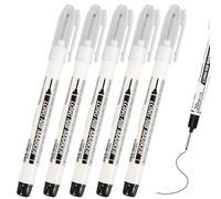 5Pcs Long Nib Marker, 20mm Deeps Hole Marking Pens, Waterproof Quick Dry Metal Marking Pen, Construction Markers for Carpenters Builders Long Nose Marker
