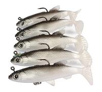 5pcs/lot 8cm Grey Fishing Lures Sea Bass Carp Wobblers Silicone Artificial Bait (4A)