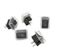 5Pcs/Lot Black Push Button Mini Switch 6A-10A 110V 250V 2Pin Snap-in On/Off Rocker Switch 21MM*15MM with waterproof cover Black