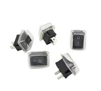 5Pcs/Lot Black Push Button Switch 6A-10A 110V 250V 2Pin Snap-in On/Off Rocker Switch 21MM*15MM with waterproof cover Black IDGTTLDF