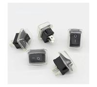 5Pcs/Lot Black Push Button Switch 6A-10A 110V 250V 2Pin Snap-in On/Off Rocker Switch 21MM*15MM with cover Black Industrial Switches