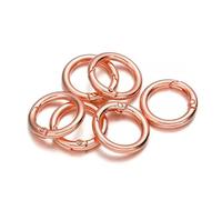 5Pcs/lot Metal O Ring Spring Clasps Openable Round Carabiner Keychain Bag Clips Hook Dog Chain Buckles Connector for DIY Jewelry-Rose Gold-27x19x4.0mm