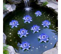 5Pcs Lotus Flower Lotus Leaves Set,18Cm Floating Artificial Lotus For Aquarium Fish Tank Pond Water Lily Lotus Flower Home Decorations,Summer Fountain Small Ponds (Blue)