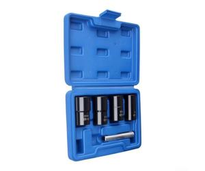 5PCS Lug Nut Extractor Set 1/2 Drive for Stripped Rusted Nuts - CR-Mo Steel Spiral Grip Socket Kit with Punch Bar & Case