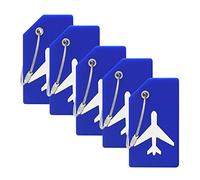 5PCS Luggage Tag with Name ID Card,Blue Silicone Luggage Tags for Suitcase