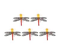 5Pcs Lure Dragonfly Fishing Baits,Fly Bait Double Skirted Wings with Hook Simulation Pseudo For Rivers, Ponds, Saltwater, Coastal Areas, Outdoor Fishing Tools (Orange)