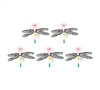 5Pcs Lure Dragonfly Fishing Baits,Fly Bait Double Skirted Wings with Hook Simulation Pseudo For Rivers, Ponds, Saltwater, Coastal Areas, Outdoor Fishing Tools (Pink)