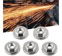 否5pcs M10 Hex Locking Flange Nut for 100mm Angle Grinder, Quick Change Chuck Replacement Plate, Anti-Wear Metal Clamp Tool Accessory, Silver, 30mm Diameter