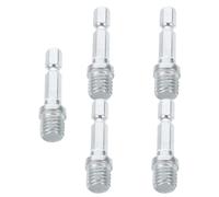 5pcs M10 Threaded Rod Adapter with 6.35mm Hex Shank | Tungsten Steel Construction, Quick Installation, Efficient Replacement, Wear Resistant Design, Stable Connection, Silver