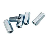 5pcs M12-1.75 x 50mm Long Rod Nut Hex Coupling Nuts, Zinc Plated Bolt Extender Female Thread Straight Fitting, Hex Rod Threaded Bar Nut