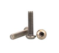 5Pcs M2 M2.5 M3 M4 M5 M6 TA2 Pure Titanium Hexagon Hex Socket Button Round Head Allen Bolt Machine Screw(12mm,M3)