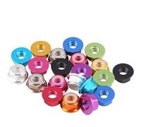 5pcs M2 M3 M4 M5 M6 Grade 4.8 Multicolor Aluminum Alloy Flange Lock Nuts Thread Pitch 0.4~1mm Nylon Ring Self-Locking Screw Cap Flange Hex Nut(Red,M5-5pcs)