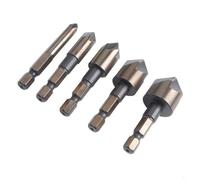 5PCS M35 Cobalt Countersink Drill Bit Set with 82 Degree 5 Flute Hex Shank for Metal, Stainless Steel, Wood and Plastic Drilling for - 1/4, 3/8, 1/2, 5/8, 3/4 Inch(Hexagonal)