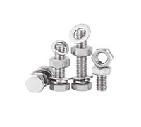 5pcs M6 304 Stainless Steel Hex Head Screws Bolts, Nuts, Flat & Lock Washers Assortment Kit, Fully Threaded Hexagon Bolt and Nuts Sets(M6X100)