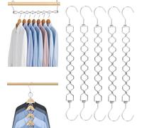 5pcs Magic Space Saving Hangers for Clothes, Heavy Duty 30lbs Shirts Saver Storage, Multi Smart Cascading Hangers with 360° Swivel Hook, 8 Slots Closet Organizer Home Dorm Essential for Pant Jacket