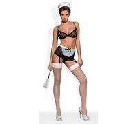 5PCS MAID COSTUME GARTER BELT LOW BRA HAT THONG