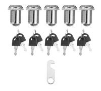 5pcs Mailbox Lock for Drawer Cupboard Toolboxes Anti Theft Silver | Zinc Alloy Build, Easy Retrofit Fitting, Hexagon Nut Base, for Mall Lockers and Storage Cabinets