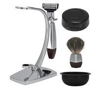 5PCS Manual Men Shaving Kit with 100g Shaving Soap, Shave Brush, Foam Bowl and Stand, Complete Wet Shaving Set for Beard Grooming and Daily Face Care