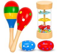 5Pcs Maracas, Educational Musical Instruments for Early Development, Rattle with Colourful Design, Including Maracas and Rainmaker