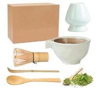 5PCS Matcha Tea Set,Mat cha Tea Set with Whisk and Bowl,Mat cha Starter Kit,Includes Bowl, Matcha Whisk, Whisks Stand, Bamboo Scoop, Spoon Rest,for Tea Lovers, Meditation & Gifting