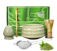 5PCS Matcha Whisk Set, Handmade Matcha Making Kit with Bamboo Whisk, Ceramic Bowl, Spoon, Strainer & Holder, Japanese Matcha Tea Set, Complete Matcha Kit, Gift Set for Beginners and Enthusiasts