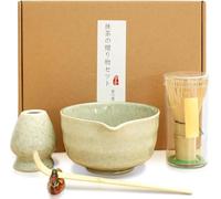 5Pcs Matcha Whisk Set Japanese Matcha Tea Set Elegant Ceramic Matcha Bowl Matcha Whisk Holder Bamboo Matcha Whisks and Bamboo Scoop Handmade Matcha Ceremony Kit for Traditional Japanese Tea Ceremony