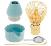 5Pcs Matcha Whisk Set, Matcha Whisk and Matcha Bowl Set Matcha Starter Making Kit with Whisk and Bowl, Matcha Spoon, Whisk Holder, Japanese Matcha Tea Set for Tea Lovers (Light Blue)