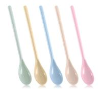 5pcs Melamine Long Handle Mixing Spoon 7.2 Inch Colorful Coffee Stirring Spoons Long Teaspoons Plastic Latte Machiatto Stirring Longdrink Spoons for Tall Iced Tea Ice Cream Sundae Cocktail
