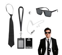 5PCS Men in Black Costume Accessories - Include Spy Glasses, Fake Id, Ring, Cosplay Men, Disguise Fancy Dress, Secret Service Costume, Secret Agent Kit, Halloween for Adult