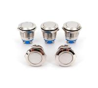 5Pcs Metal 19mm Momentary OFF-MOM Flat Round Push Button Switch Screw Connection BIANMTSW