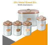 5PCs Metal Bread Bin Box Canister Set Lid Tea Coffee Sugar Biscuits