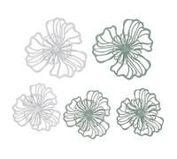 5PCS Metal Flower Wall Decor, Iron Wall Art with Double Layer Hollow Design, White and Green Floral Hanging Decor for Living Room Office Home Interior