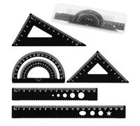 5PCS Metal Geometry Set - Drafting Tools Kit, Aluminum Triangle Rulers, Protractor, 8 and 6 Inch Drawing Ruler Set for Architect Engineer