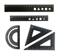5PCS Metal Geometry Set - Drafting Tools Kit, Aluminum Triangle Rulers, Protractor,geometry sets, 8 and 6 Inch Drawing Ruler Set for Architect Engineer