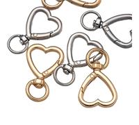 5pcs Metal Heart Lobster Claw Clasps Swivel Lanyards Trigger Snap Hooks Strap for Jewelry Making Bags Keychain Key Rings(Pink)