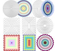 5PCS Metal Nested Square Frame Cutting Dies,Bow Wavy Layering Background Die Cuts for Card Making Die Cuts for Card Making Stencil Square,Rectangular,Oval Shape Metal Cutting Dies for Paper Crafting