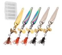 5PCS Metal Propeller Fishing Bait, 3D Rotating Bait Fishing, With Floating, Rotating Tail, With Storage Organization, High Frequency Vibration and Sparkling Effect (Metal)