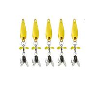 5PCS Metal Propeller Fishing Lure for Catching Fish, 3D Metal Propeller Fly False Bait Hook with Free Swivel, Soft Fishings Baits for Bass Trout Saltwater (Golden 7g)