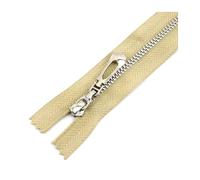 5pcs Metal Zipper Set, Size 3# 15-70cm, for Coat Pocket and Clothing Replacement,Khakisilver,CloseEnd-20cm