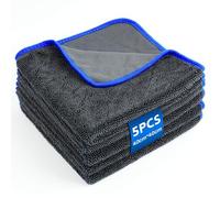 5PCS Microfibre Cloth 40x40cm, Car Drying Towel Made of 500gsm Microfiber, Super Absorbent Microfibre Cloth, Microfibre Towel for Car Detailing, Cleaning and Drying (Dark Gray & Blue, 40x40cm-5pcs)