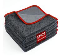 5PCS Microfibre Cloth Car 40x40cm, Drying Towel Made of 500gsm Microfiber, Super Absorbent Microfibre Cloth, Microfibre Towel for Car Detailing, Cleaning and Drying (Dark Gray & Red, 40x40cm)