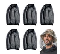 5Pcs Midge Net, Mosquito Head Net, Midge Nets For Head, Fine Mesh Insect Proof Mesh Hood Suitable For Outdoor, Hiking, Camping, Climbing, Walking (Black)