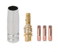 5pcs Mig Welding Accessory Kit For Mb 15ak Torch With M6 Gas Diffuser, Red Copper Contact Tips 0.8mm/1.0mm And Nozzle For 100-250a Machines(0.8mm)