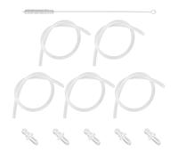 5pcs Milk Tubes Hoses, with 5 Connectors 1 Brush Silicone Milk Tube Hoses Replacement Pipe Set Compatible with Jura GIGA 6 10 W10 X5 S8 E8 Z10 Z8 Z7 Z5 Z6 Z8 Z9 J6 J8 J9 S80 WE8 C9