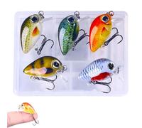5PCS Mini 3.9cm Fishing Lures Set, Perch Lures Top Water Soft Micro Baits for Perch Trout Pike Panfish, Trout Lures Boxed Compact Travel Fishing Tackle for Freshwater & Saltwater