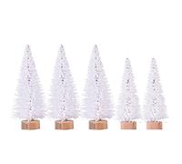 5pcs Mini Artificial Christmas Trees White Bottle Brush Trees Desktop Ornaments for Miniature Xmas Tree to Making DIY Snow Globes, Xmas Cake and Gifts