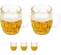 5Pcs Mini Beer Cups, Realistic Resin Dollhouse Barware for DIY Miniature Crafts, Miniature Beer Mugs Compatible with 1:12 Scale Dollhouses